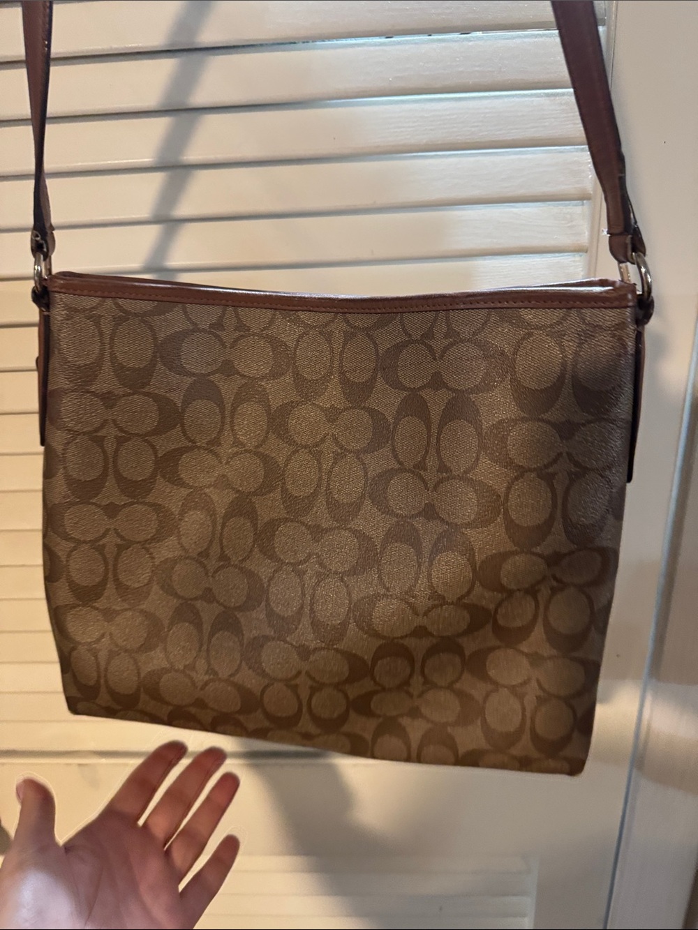 Coach Monogram Crossbody with Red and Pink Center Stripe - Picture 3 of 10